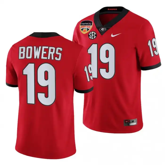 Brock Bowers Georgia Bulldogs Men's #19 2021 Orange Bowl Playoff College Red Football Jersey 2413TWCT1