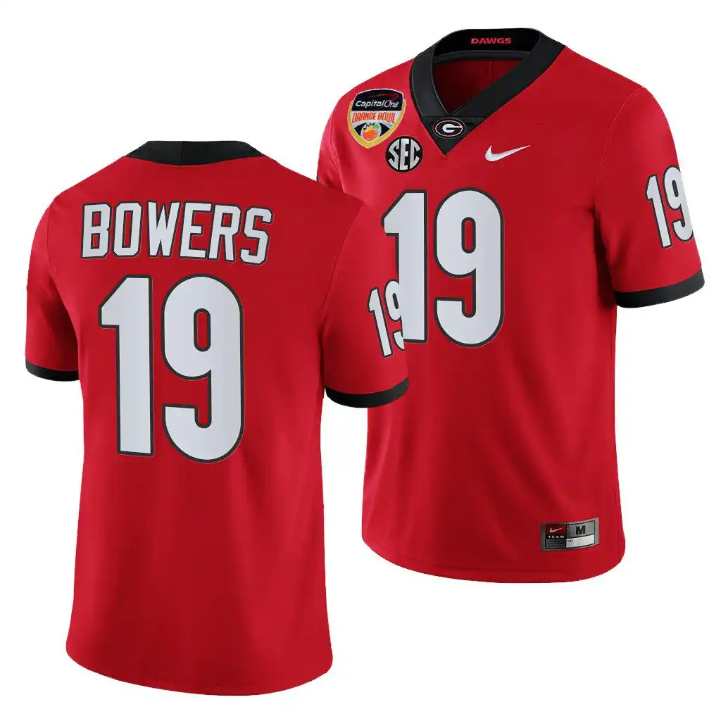 Brock Bowers Georgia Bulldogs Men's #19 2021 Orange Bowl Playoff College Red Football Jersey 2413ZWYI2