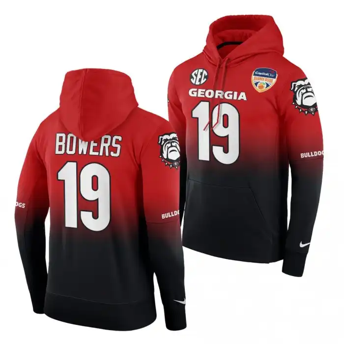 Brock Bowers Georgia Bulldogs Men's #19 2021 Orange Bowl Red College Black Color Crash Football Hoodie 2413ZUCN1