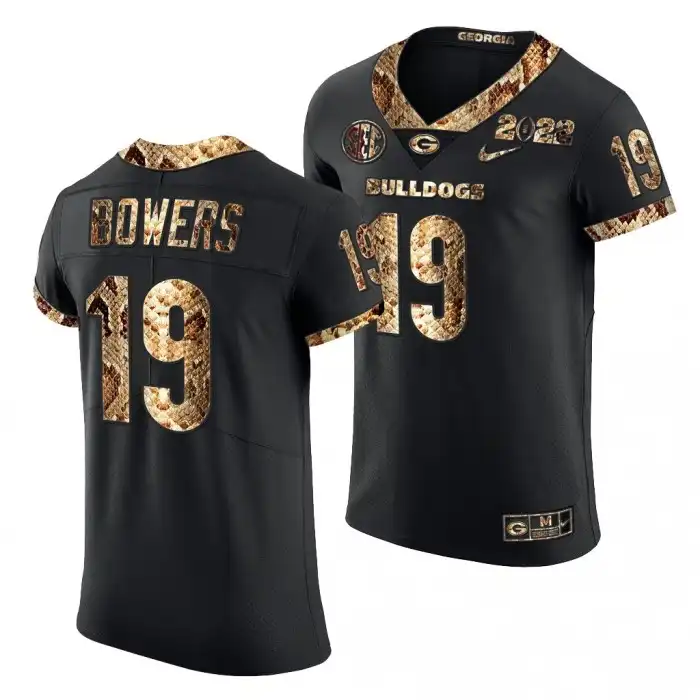 Brock Bowers Georgia Bulldogs Men's #19 2022 Black Python Skin College Playoff Football Jersey 2413ZHXO8