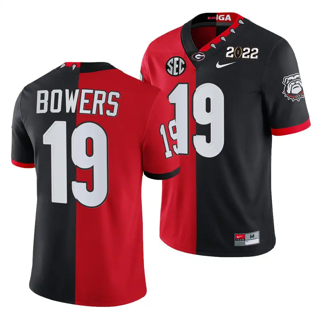 Brock Bowers Georgia Bulldogs Men's #19 2022 National Champions Black College hip Split Edition Football Jersey 2413MUIW6