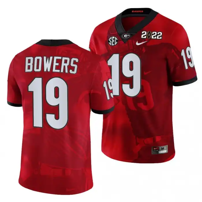 Brock Bowers Georgia Bulldogs Men's #19 2022 National Champions Decisive Highlights College hip Red Football Jersey 2413HJTH6