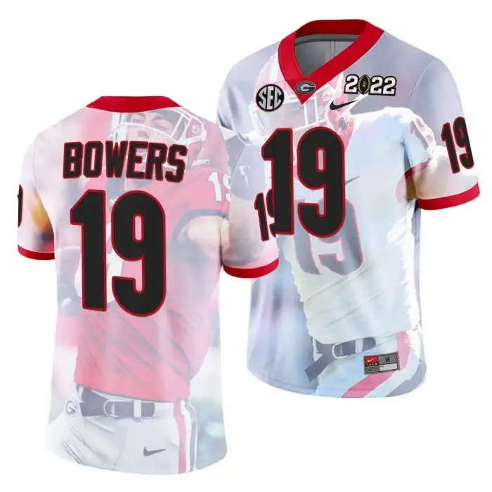 Brock Bowers Georgia Bulldogs Men's #19 2022 National Champions Decisive Highlights College hip White Football Jersey 2413PAQH2