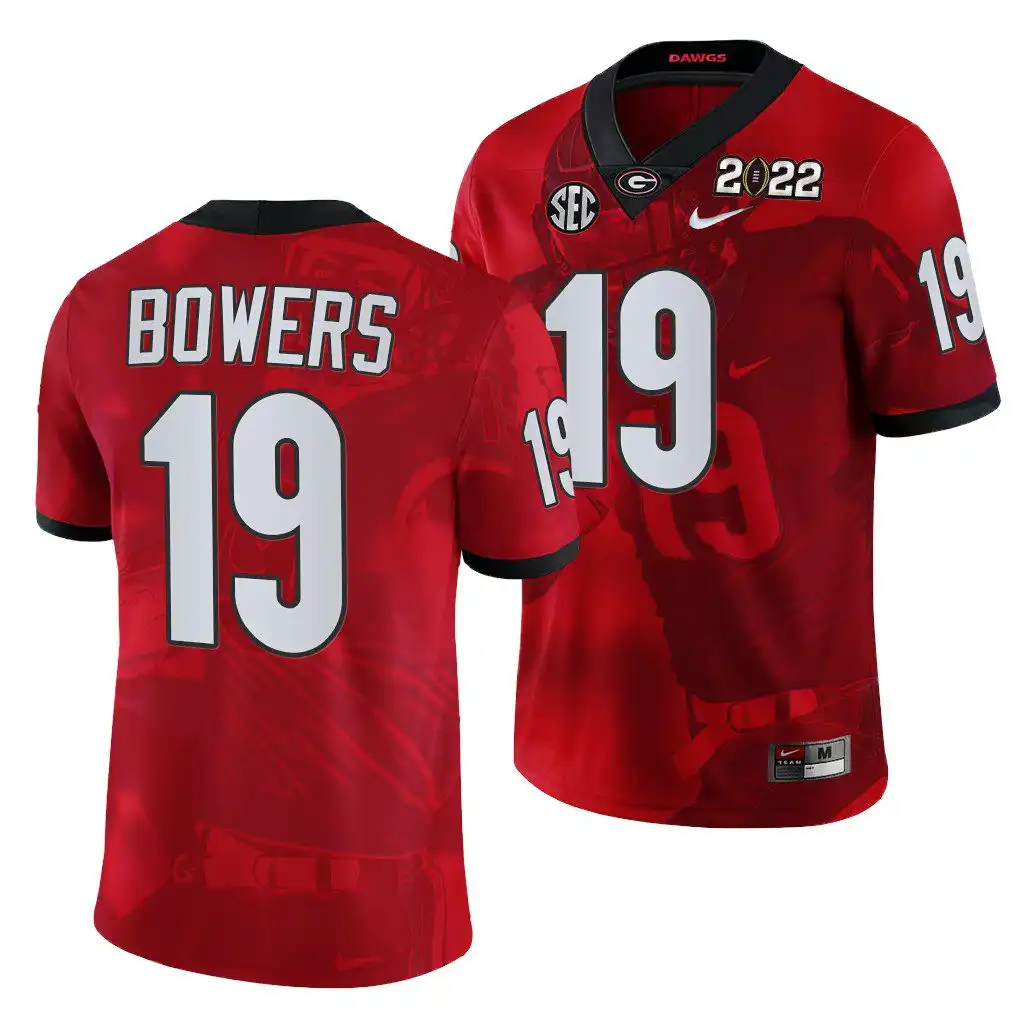 Brock Bowers Georgia Bulldogs Men's #19 2022 National Champions Red College hip Decisive Highlights Football Jersey 2413VVUW5