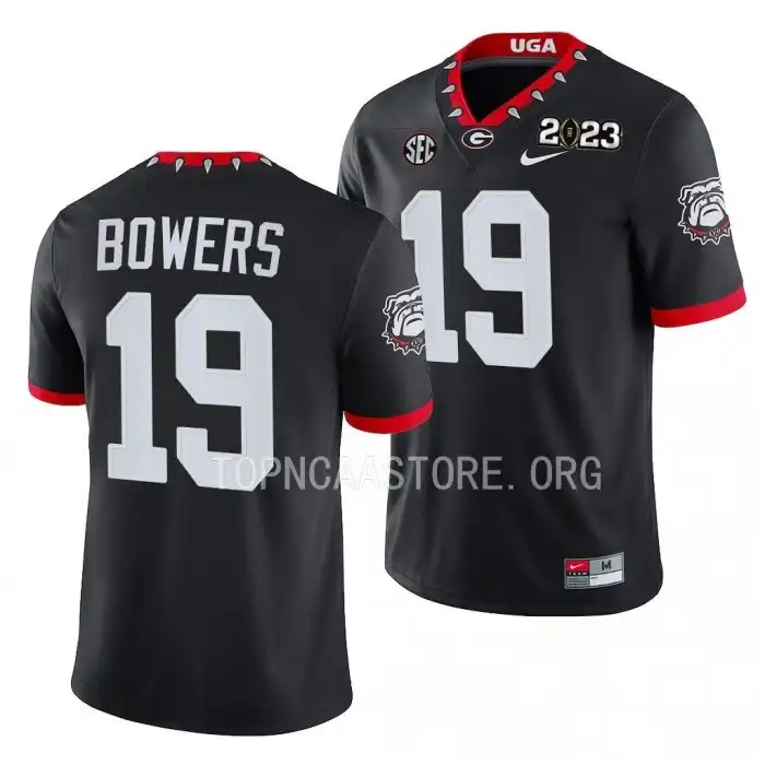 Brock Bowers Georgia Bulldogs Men's #19 2023 National Championship Playoff College Black Football Jersey 2413EGQP2