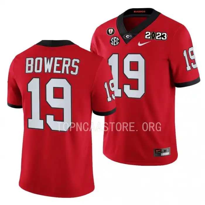 Brock Bowers Georgia Bulldogs Men's #19 2023 National Championship Playoff College Red Football Jersey 2413CHFG2