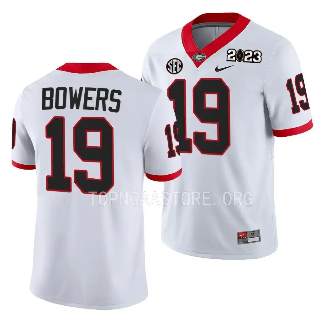 Brock Bowers Georgia Bulldogs Men's #19 2023 National Championship Playoff College White Football Jersey 2413HHLS3