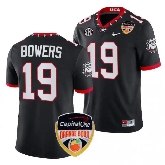 Brock Bowers Georgia Bulldogs Men's #19 2023 Orange Bowl Playoff College Black Football Jersey 2413HHRU5