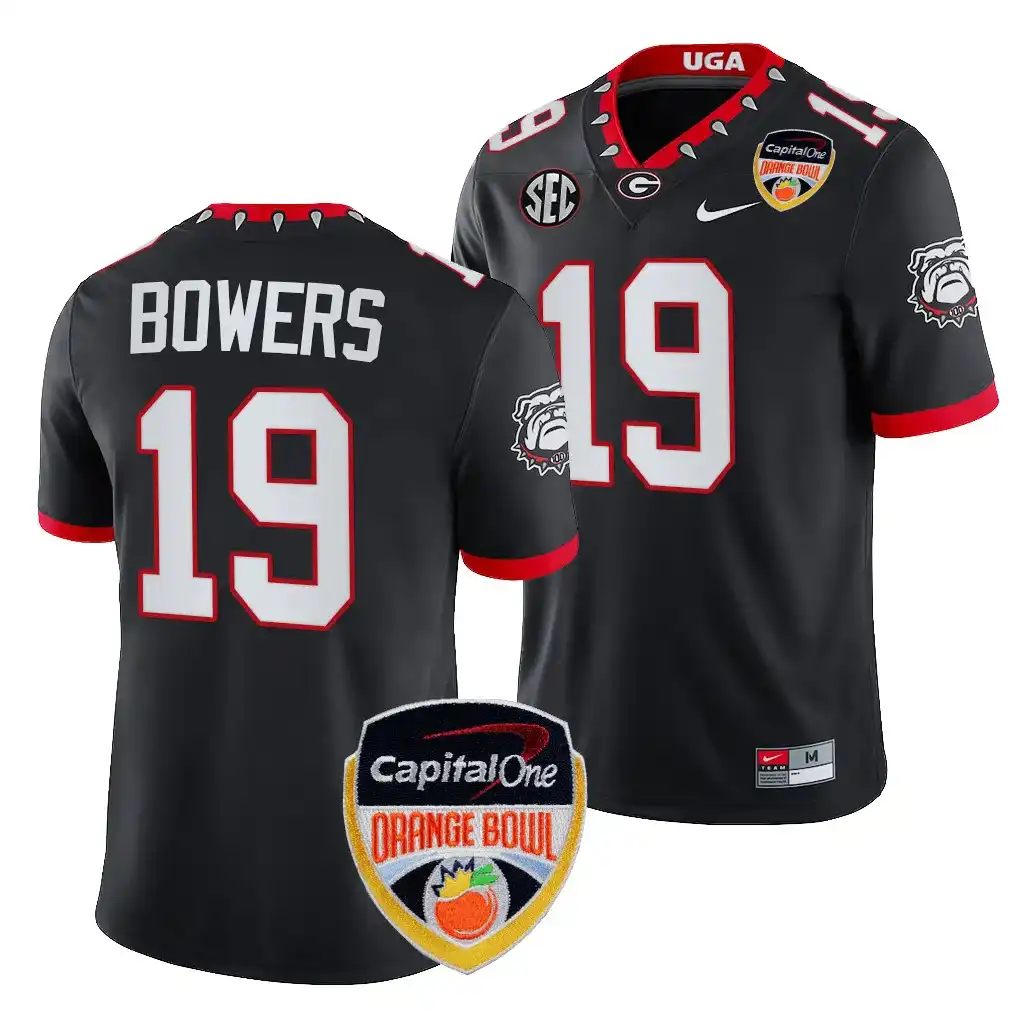 Brock Bowers Georgia Bulldogs Men's #19 2023 Orange Bowl Playoff College Black Football Jersey 2413TVCT6