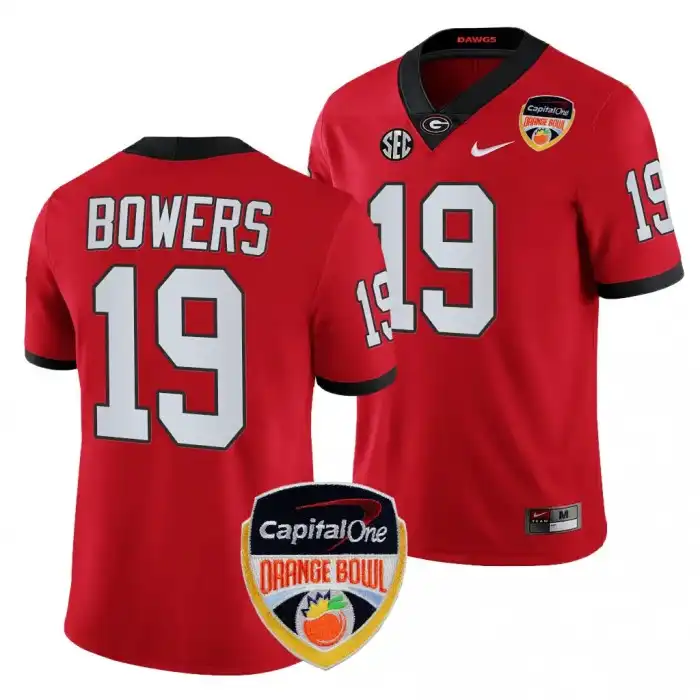 Brock Bowers Georgia Bulldogs Men's #19 2023 Orange Bowl Playoff College Red Football Jersey 2413FDNT0