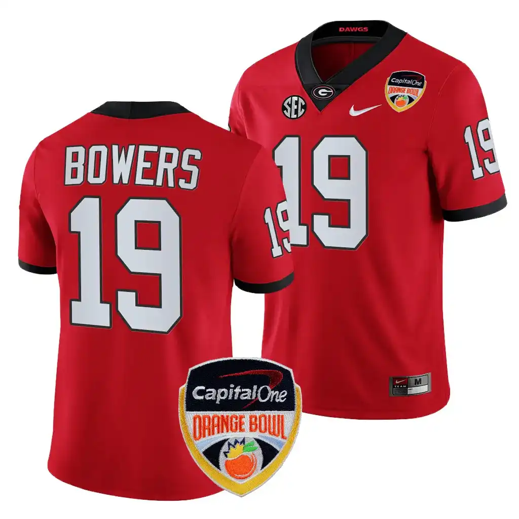 Brock Bowers Georgia Bulldogs Men's #19 2023 Orange Bowl Playoff College Red Football Jersey 2413OMWQ1