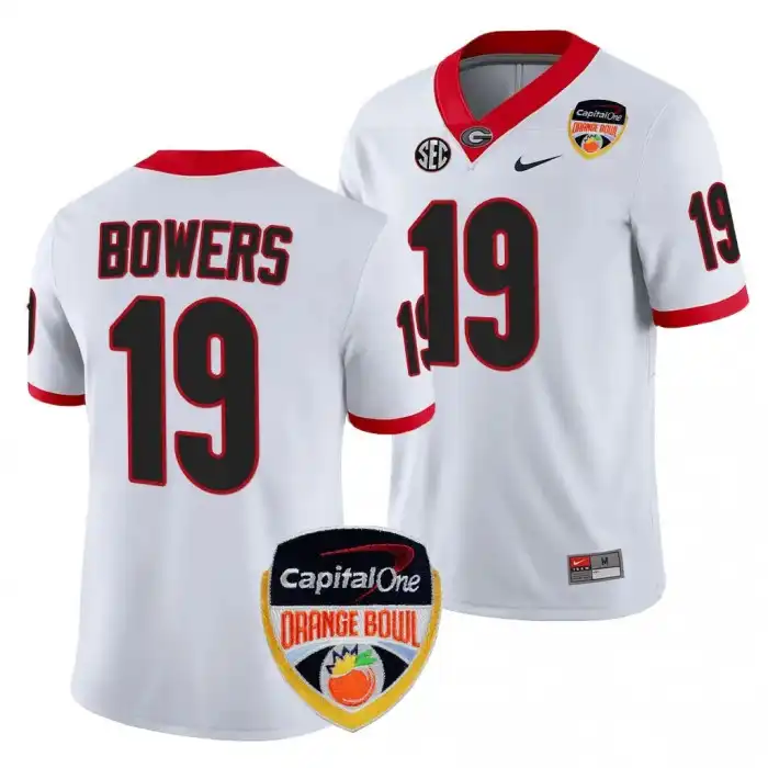 Brock Bowers Georgia Bulldogs Men's #19 2023 Orange Bowl Playoff Shirt College White Football Jersey 2413LDGX7