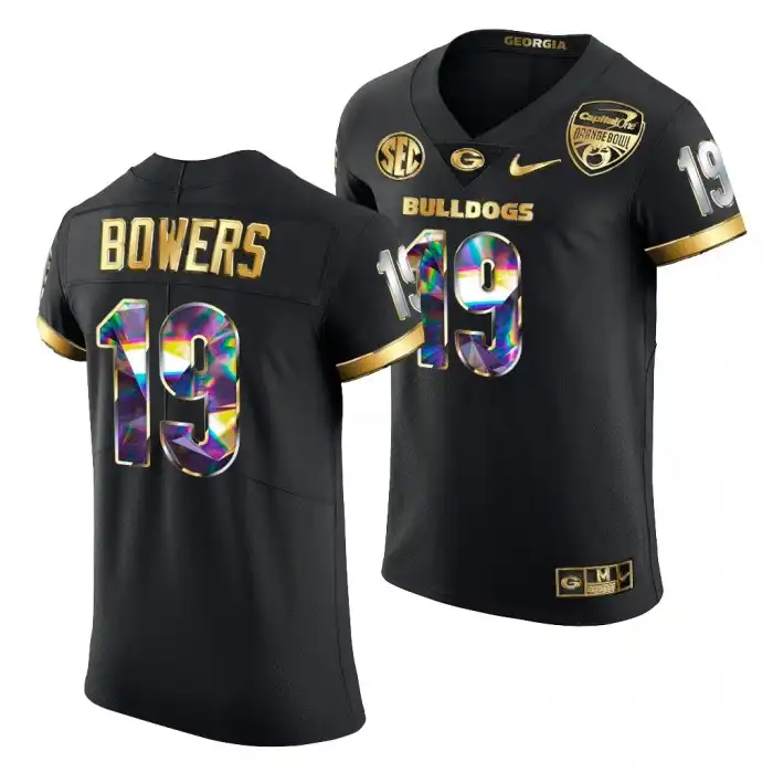 Brock Bowers Georgia Bulldogs Men's #19 Black Golden Diamond Edition College 2021 Orange Bowl Football Jersey 2413KUTI5