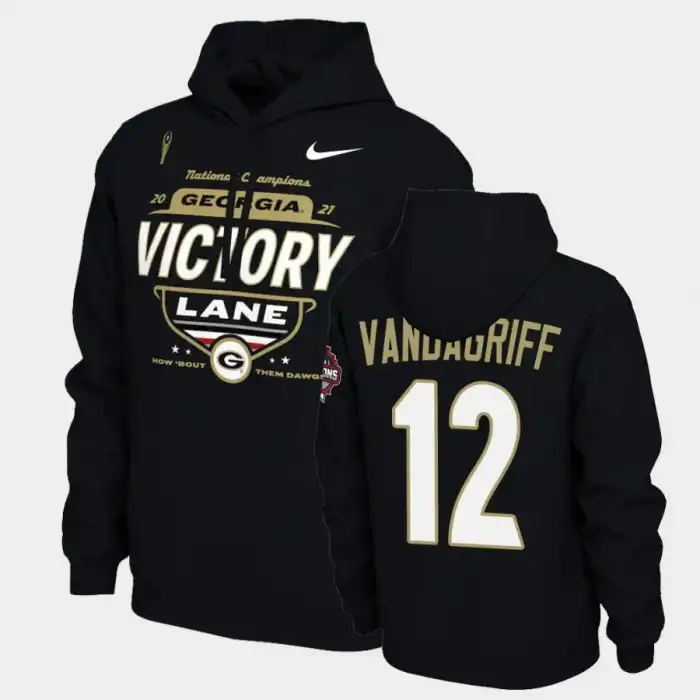 Brock Vandagriff Georgia Bulldogs Men's #12 2021 National Champions College Black Football Hoodie 2413LRGB7