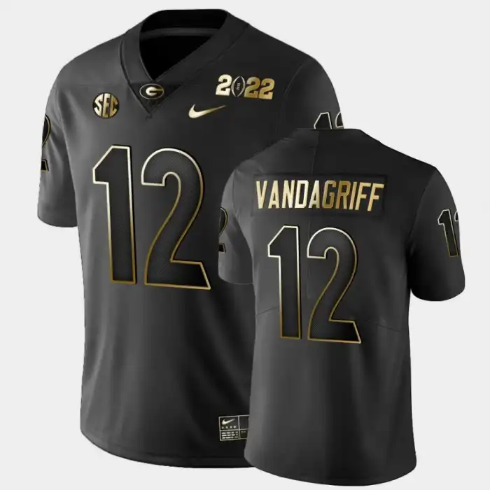 Brock Vandagriff Georgia Bulldogs Men's #12 2021 National Champions College Golden Black Football Jersey 2413RGYM6