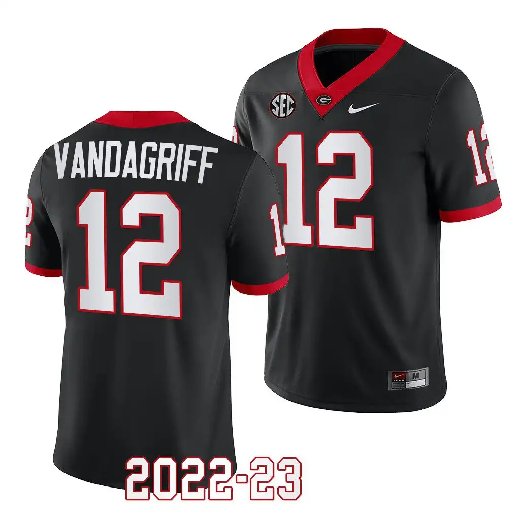 Brock Vandagriff Georgia Bulldogs Men's #12 2022-23 Alternate College Black Football Jersey 2413OOOJ0