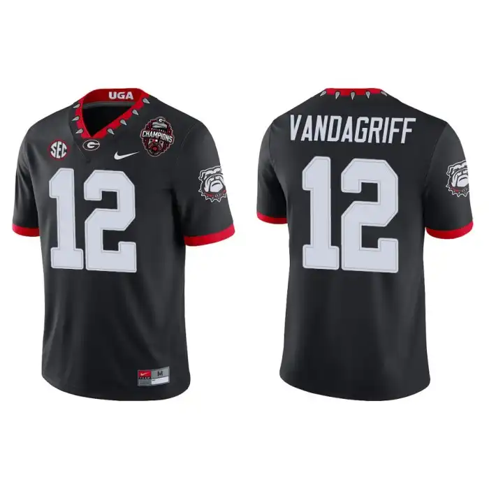 Brock Vandagriff Georgia Bulldogs Men's #12 Playoff Game College 2022 National Champions Black Football Jersey 2413KEKJ4