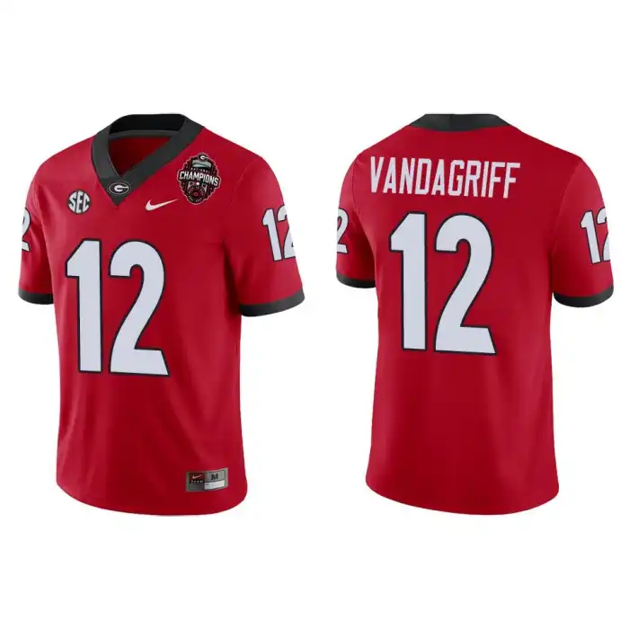 Brock Vandagriff Georgia Bulldogs Men's #12 Playoff Game College 2022 National Champions Red Football Jersey 2413EPIN0