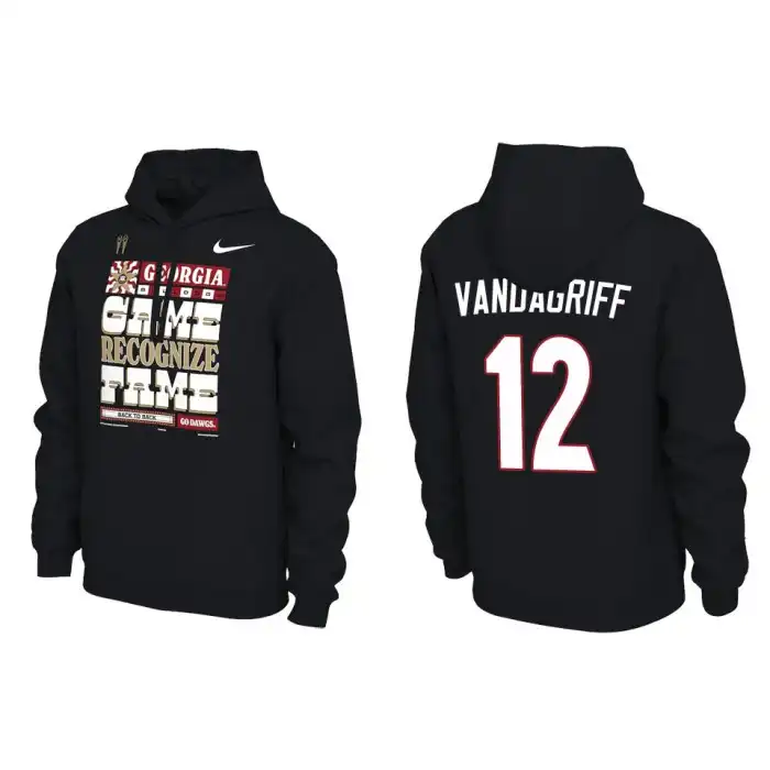 Brock Vandagriff Georgia Bulldogs Men's #12 Playoff Locker Room Black College 2022 National Champions Pullover Football Hoodie 2413IYZY1