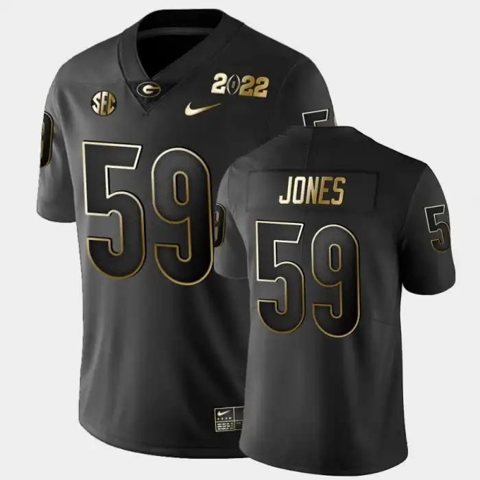 Broderick Jones Georgia Bulldogs Men's #59 2021 National Champions College Golden Black Football Jersey 2413VZQY0