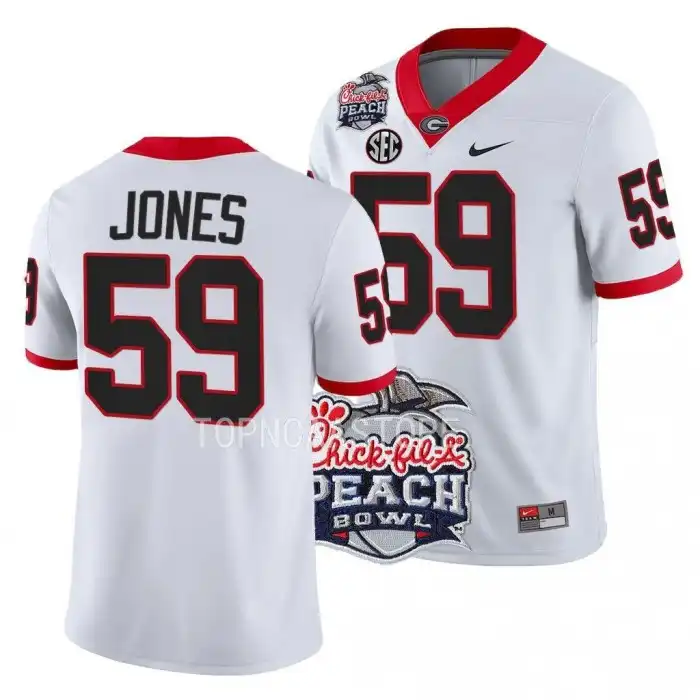 Broderick Jones Georgia Bulldogs Men's #59 2022 Peach Bowl Playoff College White Football Jersey 2413CHMW0