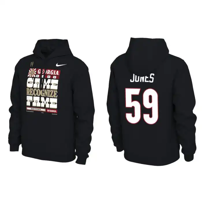 Broderick Jones Georgia Bulldogs Men's #59 Playoff Locker Room Black College 2022 National Champions Pullover Football Hoodie 2413LFZY6