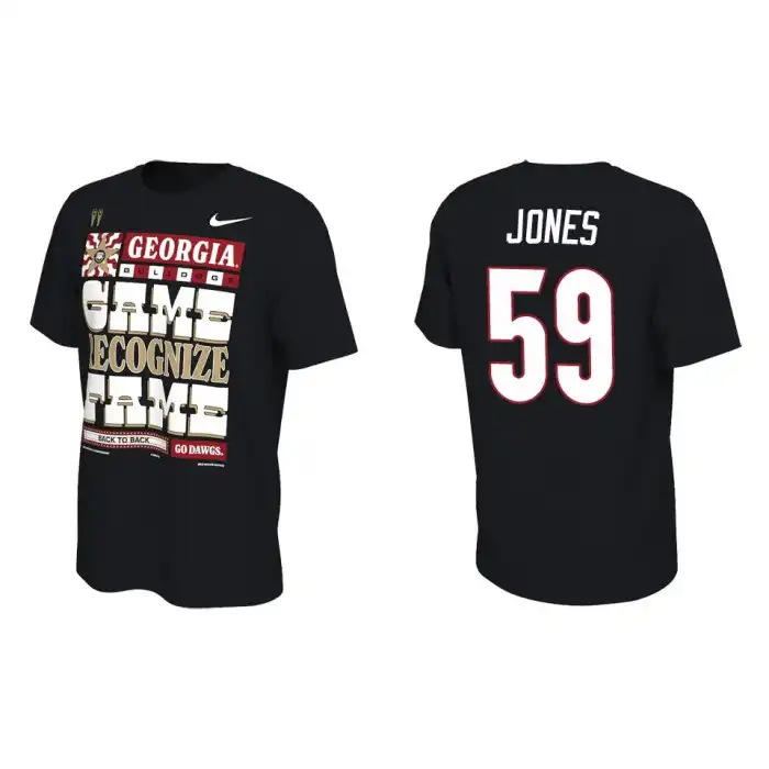 Broderick Jones Georgia Bulldogs Men's #59 Playoff Locker Room College 2022 National Champions Black Football T-Shirt 2413TTHB1