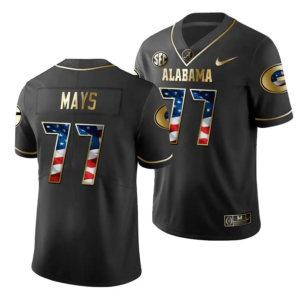 Cade Mays Georgia Bulldogs Men's #77 2019 Black Golden Edition College Stars And Stripes Limited Football Jersey 2413MFXM5