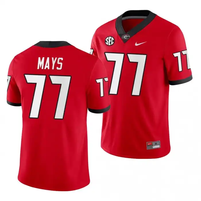 Cade Mays Georgia Bulldogs Men's #77 Red Game College Home Football Jersey 2413NPNZ2