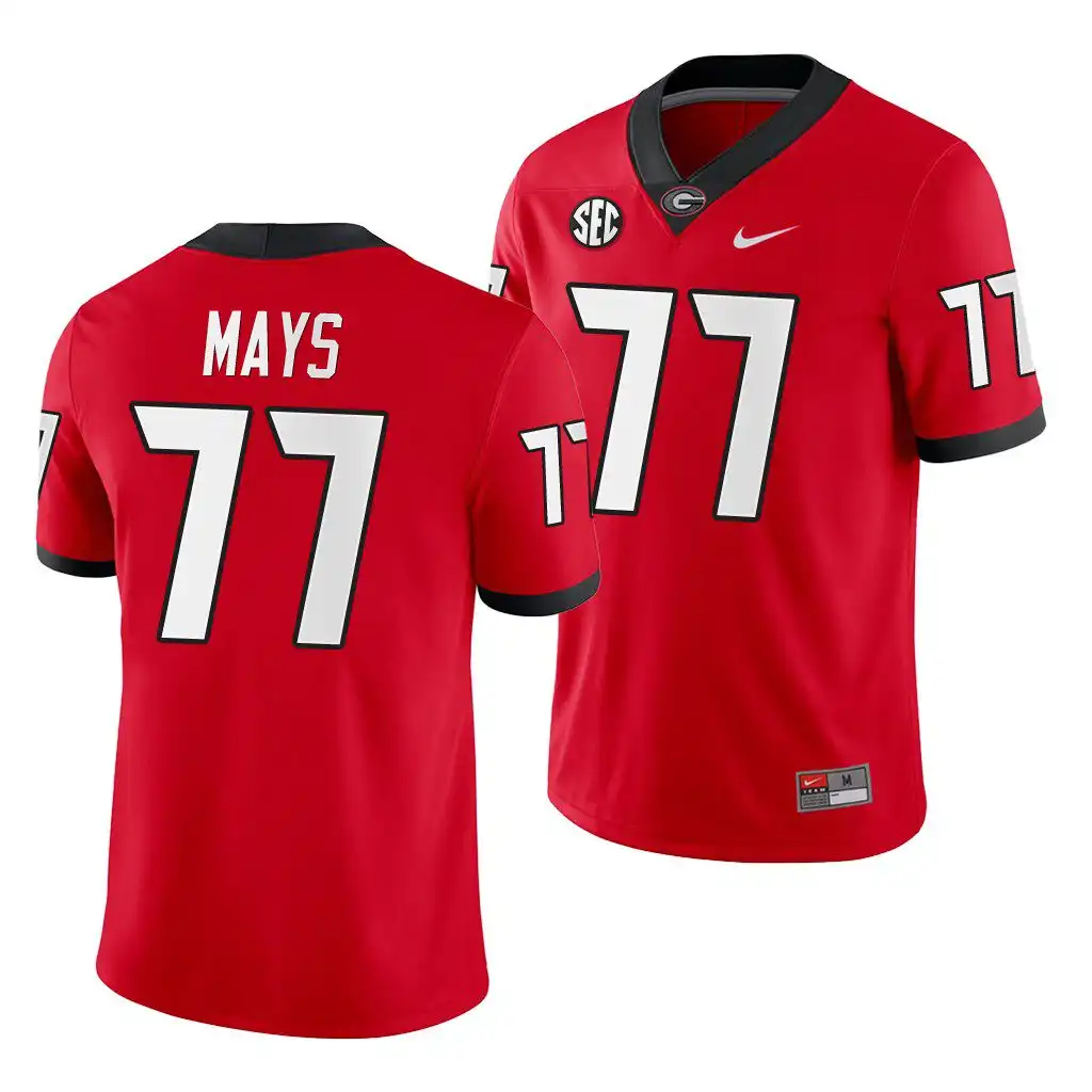 Cade Mays Georgia Bulldogs Men's #77 Red Game College Home Football Jersey 2413ZHWK6