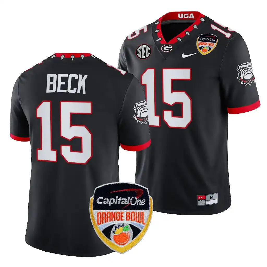 Carson Beck Georgia Bulldogs Men's #15 2023 Orange Bowl Playoff College Black Football Jersey 2413EZNI8