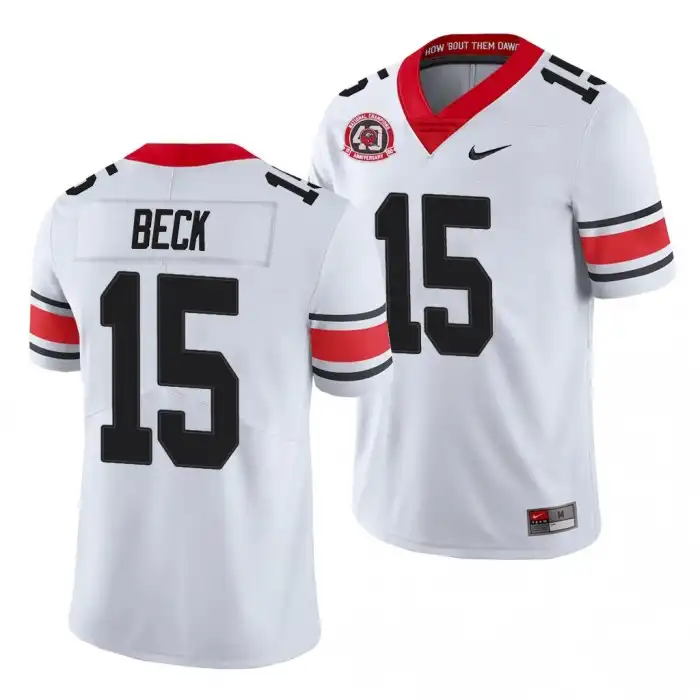 Carson Beck Georgia Bulldogs Men's #15 40th Anniversary White College Alternate Football Jersey 2413RNWN3