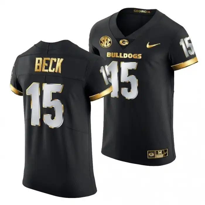 Carson Beck Georgia Bulldogs Men's #15 Black Golden Edition 2020-21 College Authentic Football Jersey 2413CNNY7