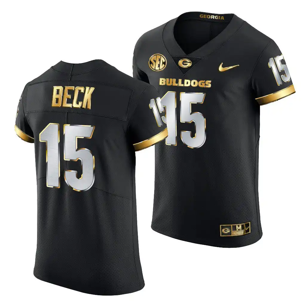 Carson Beck Georgia Bulldogs Men's #15 Black Golden Edition 2020-21 College Authentic Football Jersey 2413OVBT3