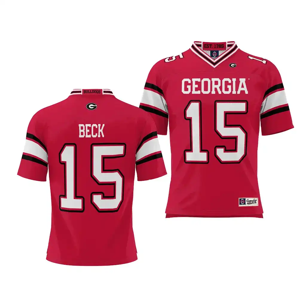 Carson Beck Georgia Bulldogs Men's #15 NIL Red College Player Football Jersey 2413BXYR4