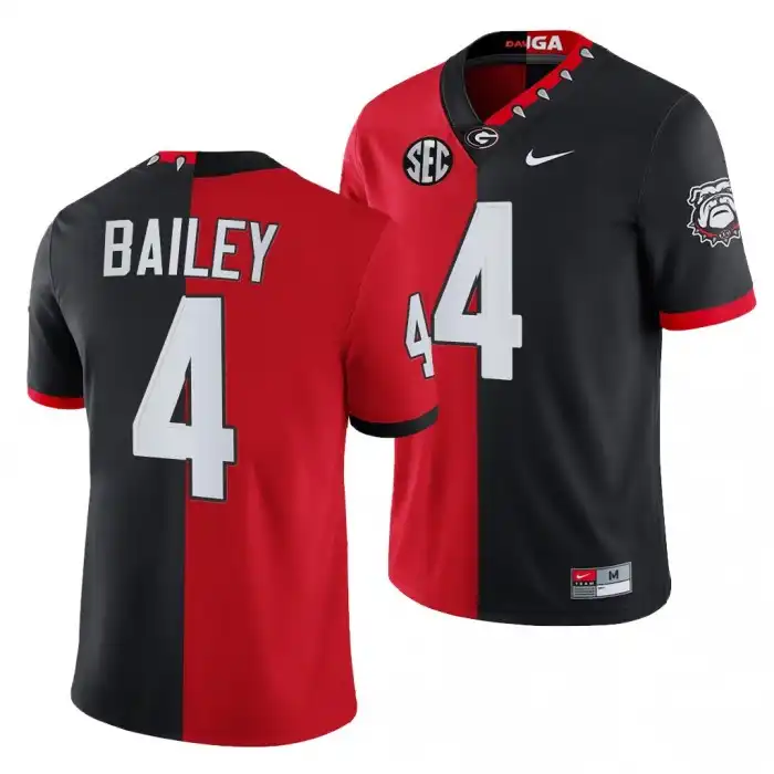 Champ Bailey Georgia Bulldogs Men's #4 Split Edition NFL Red College 100th Season Alumni Black Football Jersey 2413APYF5