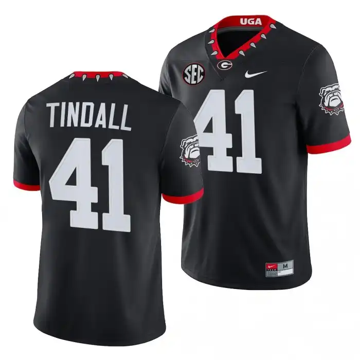 Channing Tindall Georgia Bulldogs Men's #41 2021-22 100th Anniversary Black College Mascot Game Football Jersey 2413OEZH6