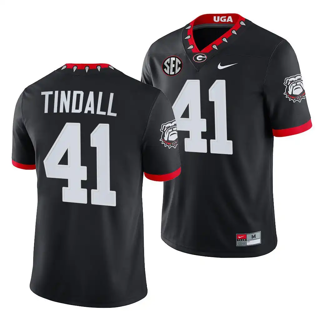 Channing Tindall Georgia Bulldogs Men's #41 Black Mascot Game College 2021-22 100th Anniversary Football Jersey 2413IZHS3