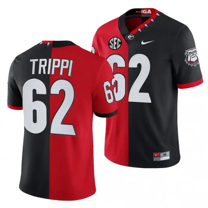 Charley Trippi Georgia Bulldogs Men's #62 Split Edition NFL Red College 100th Season Alumni Black Football Jersey 2413ZQUX7