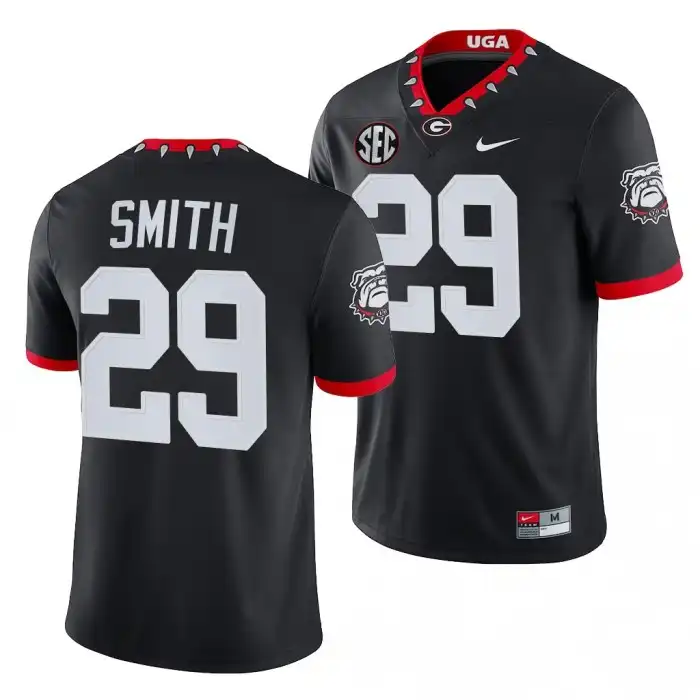 Christopher Smith Georgia Bulldogs Men's #29 2021-22 100th Anniversary Black College Mascot Game Football Jersey 2413OZTG0