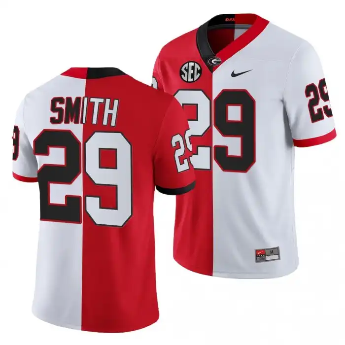 Christopher Smith Georgia Bulldogs Men's #29 2021-22 Red College Split Edition White Football Jersey 2413TFWL4