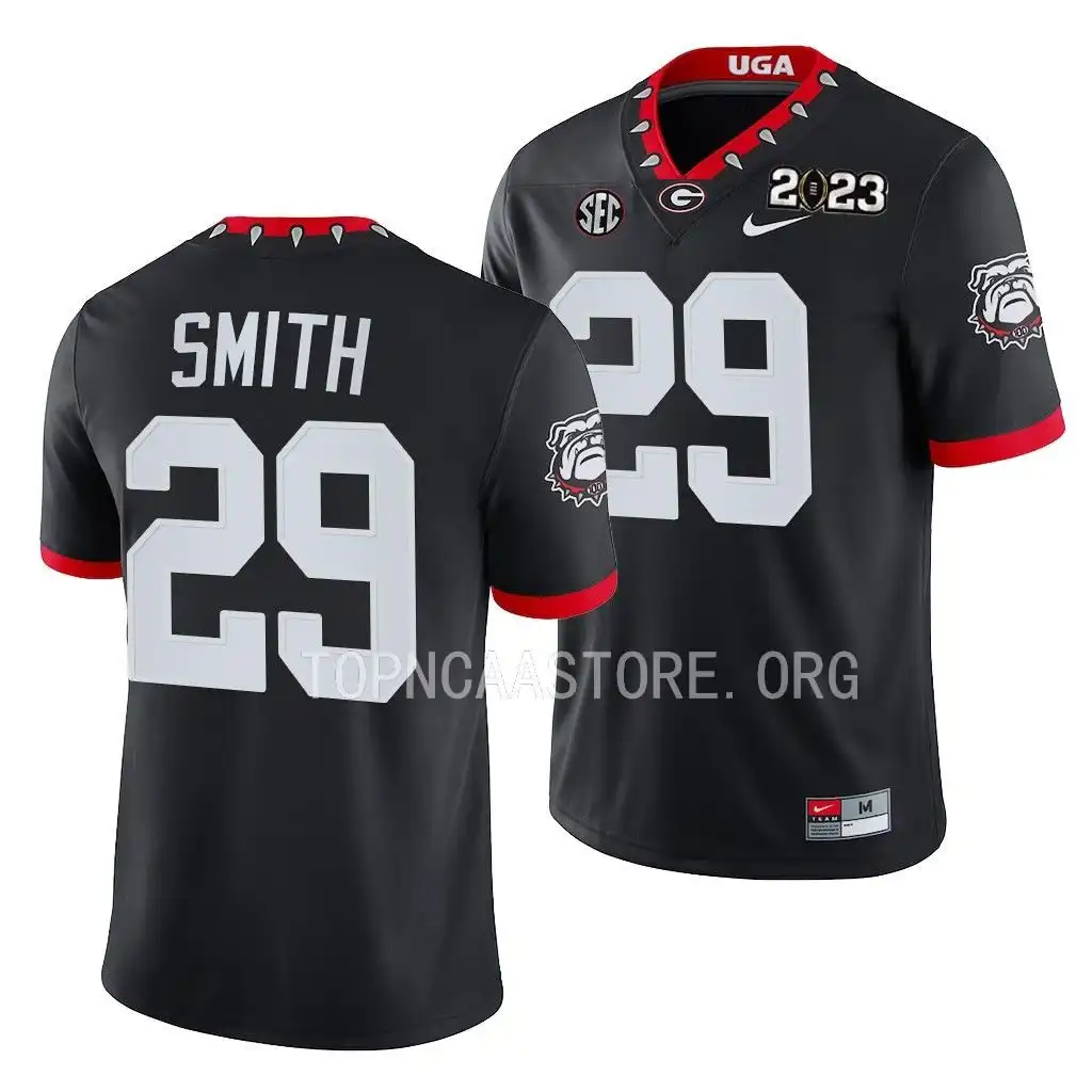 Christopher Smith Georgia Bulldogs Men's #29 2023 National Championship Playoff College Black Football Jersey 2413ENRZ1