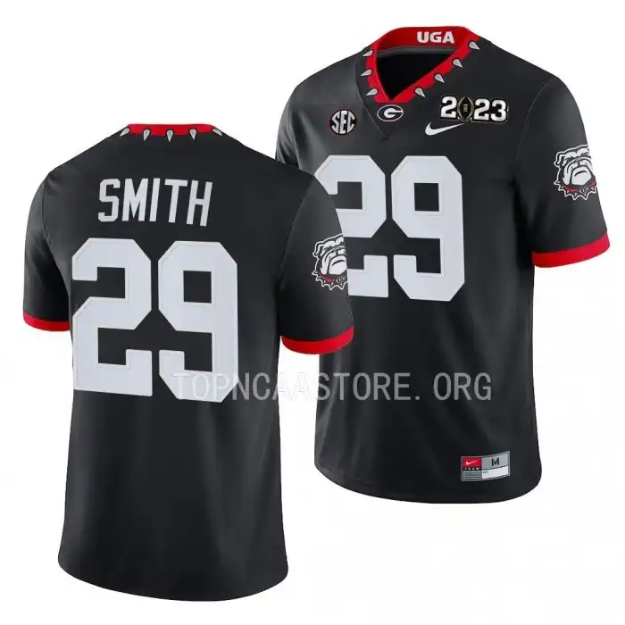 Christopher Smith Georgia Bulldogs Men's #29 2023 National Championship Playoff College Black Football Jersey 2413PEGP7