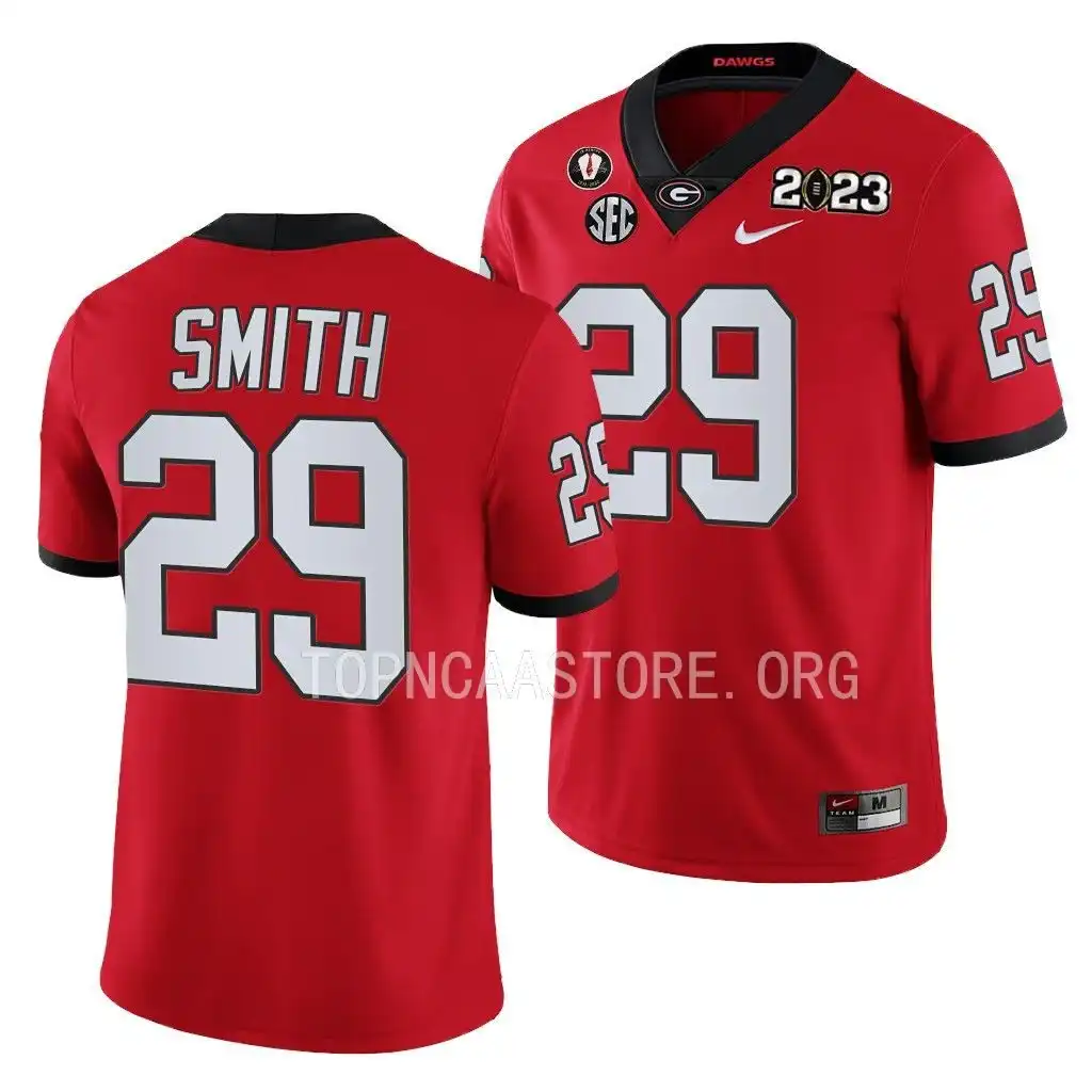 Christopher Smith Georgia Bulldogs Men's #29 2023 National Championship Playoff College Red Football Jersey 2413HYXH6