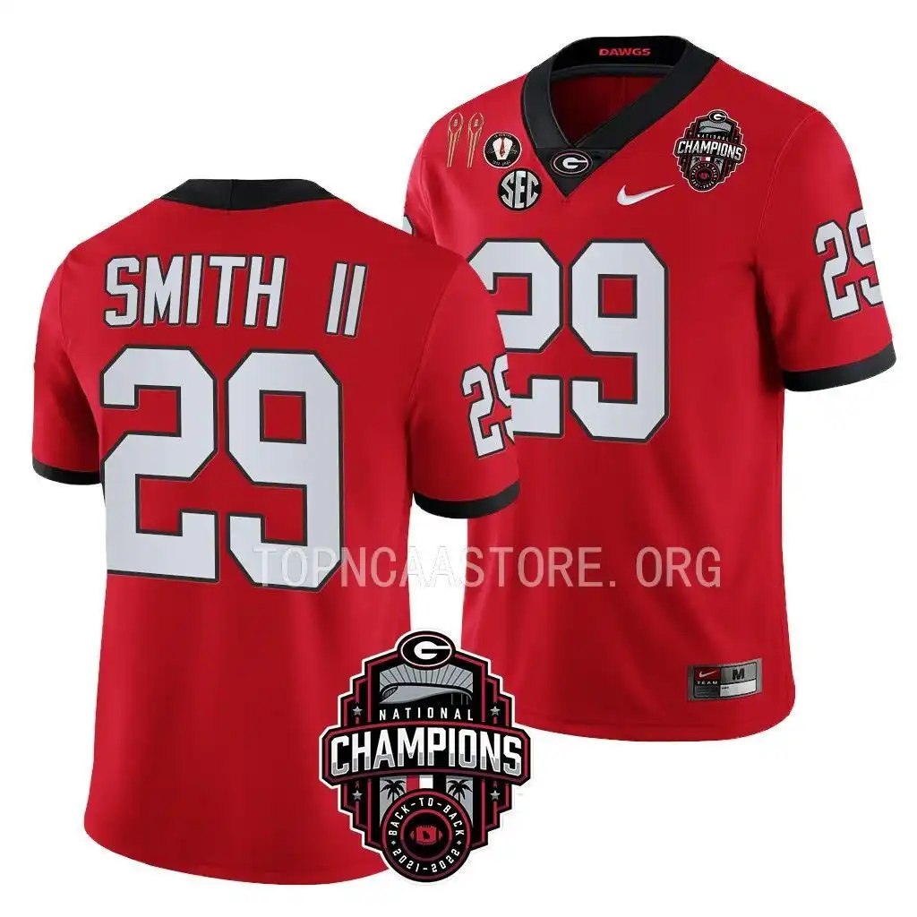 Christopher Smith Georgia Bulldogs Men's #29 Back-To-Back Red College National Champions CFBPlayoff 2023 Football Jersey 2413FLII7