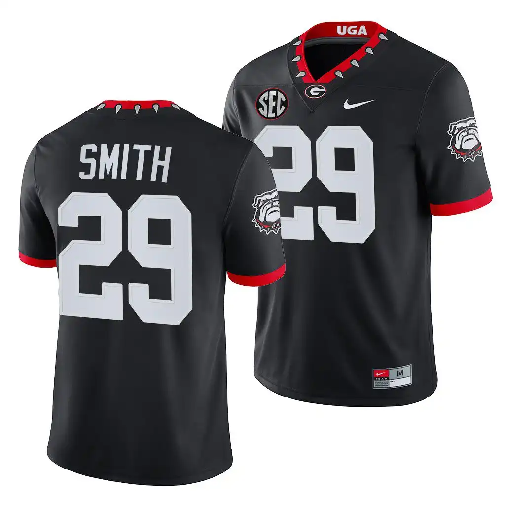 Christopher Smith Georgia Bulldogs Men's #29 Black Mascot Game College 2021-22 100th Anniversary Football Jersey 2413YJFP2