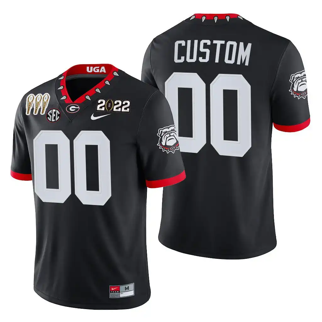 Custom Georgia Bulldogs Men's #00 2021-22 National Champions College CFP Black Football Jersey 2413AUIN1