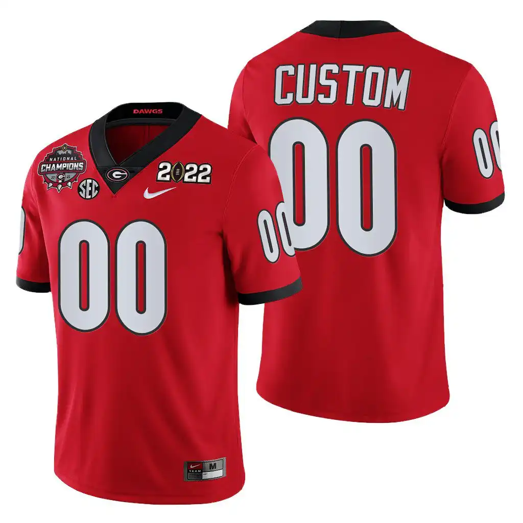 Custom Georgia Bulldogs Men's #00 2021-22 National Champions College CFP Red Football Jersey 2413GCTJ5