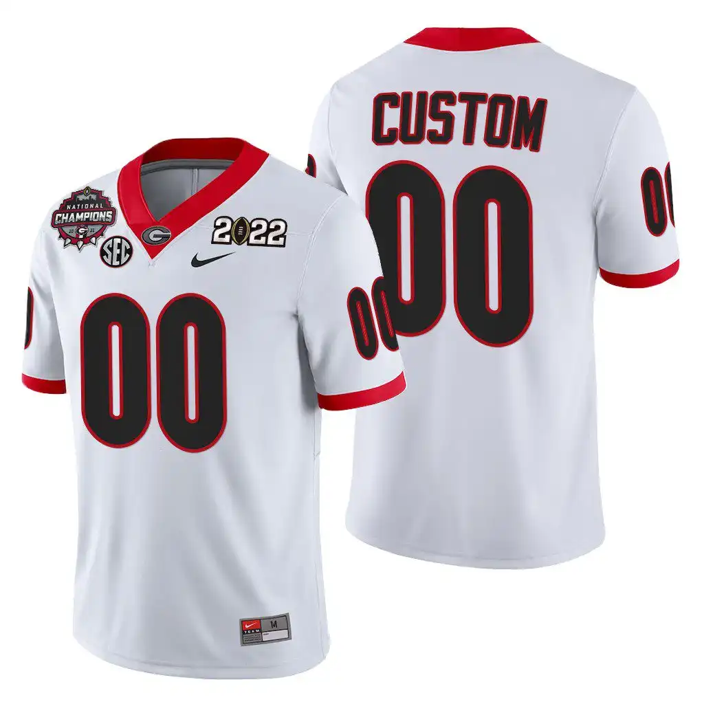 Custom Georgia Bulldogs Men's #00 2021-22 National Champions College CFP White Football Jersey 2413UUIS4