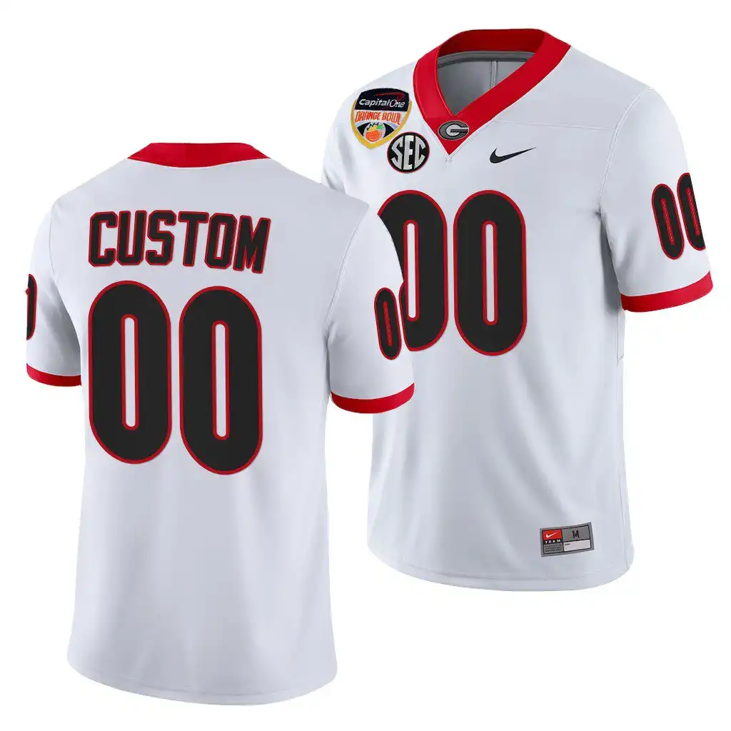 Custom Georgia Bulldogs Men's #00 2021 Orange Bowl 1 College White th Anniversary Football Jersey 2413ZALN4